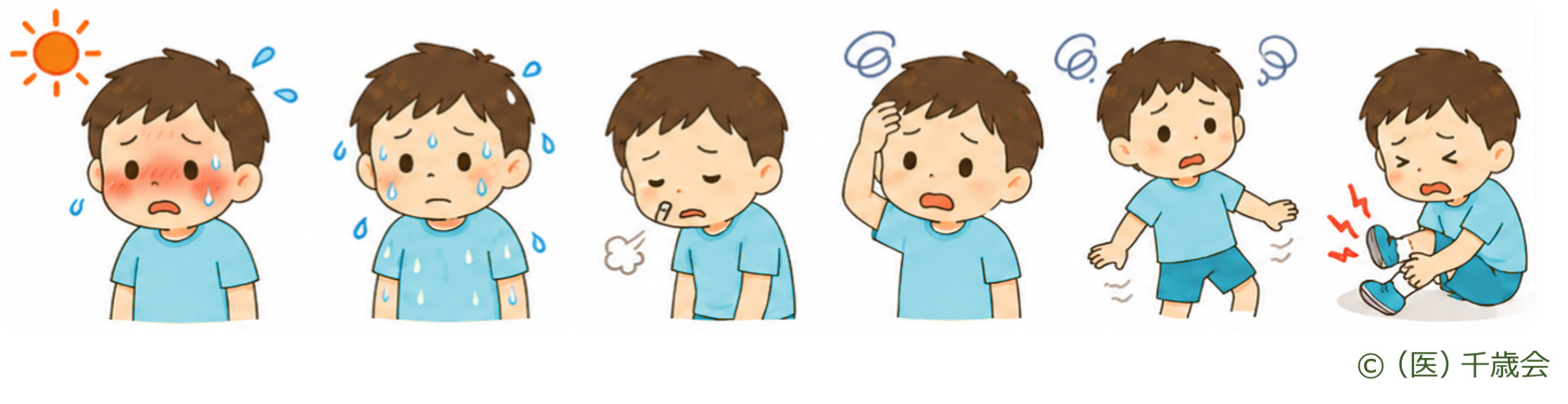 軽い熱中症のサインのイラスト